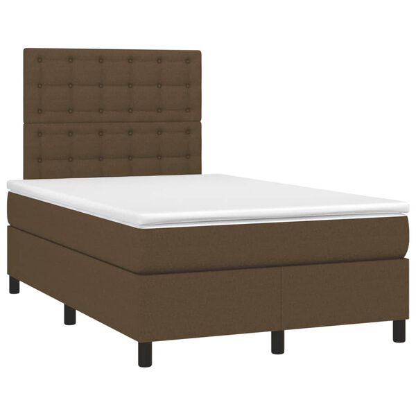 vidaXL Sommier &agrave; lattes de lit et matelas marron fonc&eacute; 120x190cm tissu
