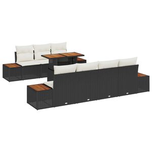 vidaXL Ensemble de canap&eacute; de jardin 8 pc Noir Poly rotin