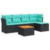 vidaXL Salon de jardin 6 pcs avec coussins noir r&eacute;sine tress&eacute;e
