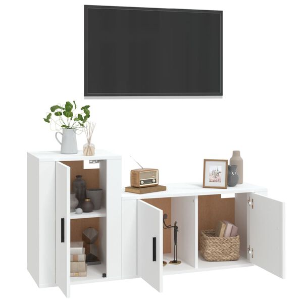 vidaXL Ensemble de meubles TV 2 pcs Blanc Bois d'ing&eacute;nierie
