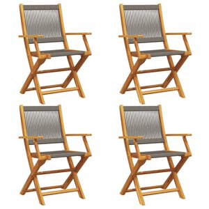 vidaXL Chaises pliantes 4 pi&egrave;ces en bois d'acacia massif gris