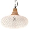 vidaXL Lampe suspendue industrielle Blanc Fer et bois solide 40 cm E27