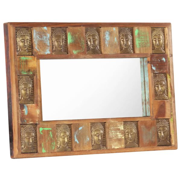 vidaXL Miroir avec rev&ecirc;tement Bouddha 80x50 cm Bois de r&eacute;cup&eacute;ration