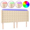 vidaXL T&ecirc;te de lit &agrave; LED Cr&egrave;me 203x16x118/128 cm Tissu