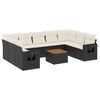 vidaXL Salon de jardin 10 pcs avec coussins noir r&eacute;sine tress&eacute;e