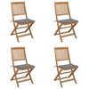 vidaXL Chaises pliantes 4 pi&egrave;ces avec coussins en bois d'acacia massif