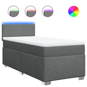 vidaXL Sommier &agrave; lattes de lit et matelas Gris fonc&eacute; 90x190 cm Tissu