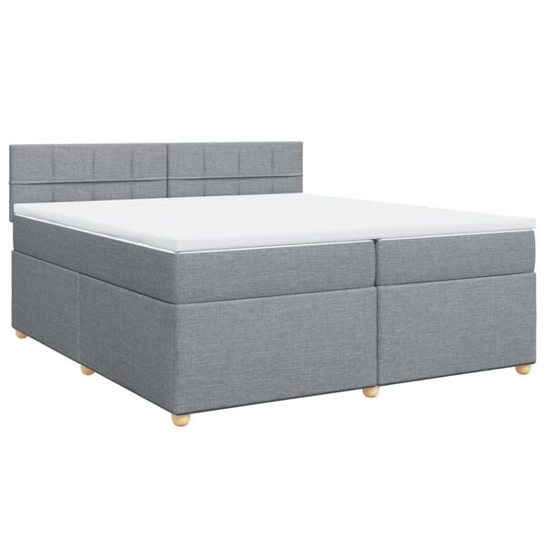 vidaXL Sommier &agrave; lattes de lit avec matelas Gris clair 200x200cm Tissu