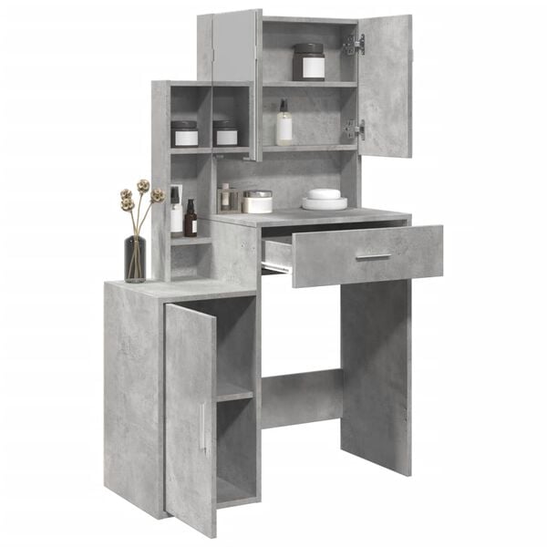 vidaXL Coiffeuse avec armoire gris b&eacute;ton 80x35x132 cm