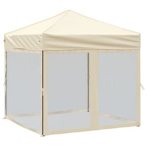 vidaXL Tente de r&eacute;ception pliable avec parois Cr&egrave;me 2x2 m