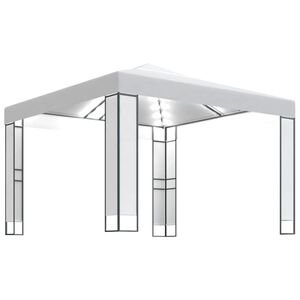 vidaXL Tonnelle avec double toit et lumi&egrave;res LED 3x3 m Blanc