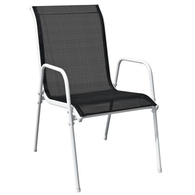 vidaXL Chaises empilables de jardin lot de 2 Acier et textilène Noir