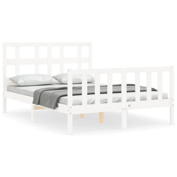 vidaXL Cadre de lit sans matelas blanc 140x190 cm bois de pin massif