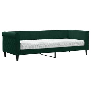vidaXL Lit de jour avec matelas vert fonc&eacute; 80x200 cm velours