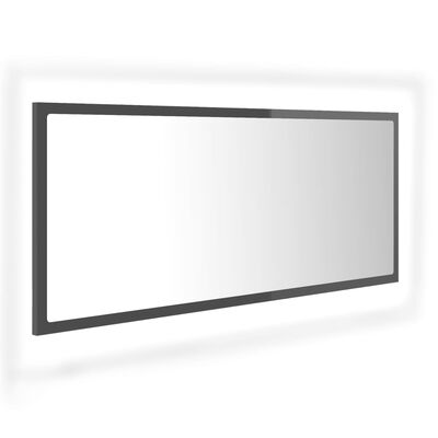 vidaXL Miroir LED de salle de bain Gris brillant 100x8,5x37 Acrylique
