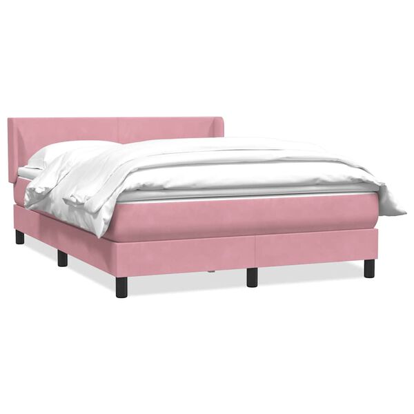 vidaXL Sommier &agrave; lattes de lit avec matelas rose 140x210 cm velours