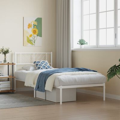 vidaXL Cadre de lit métal sans matelas et tête de lit blanc 100x200 cm