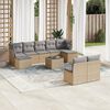 vidaXL Salon de jardin avec coussins 10 pcs beige r&eacute;sine tress&eacute;e