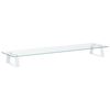 vidaXL Support de moniteur blanc 80x20x8 cm verre tremp&eacute; et m&eacute;tal