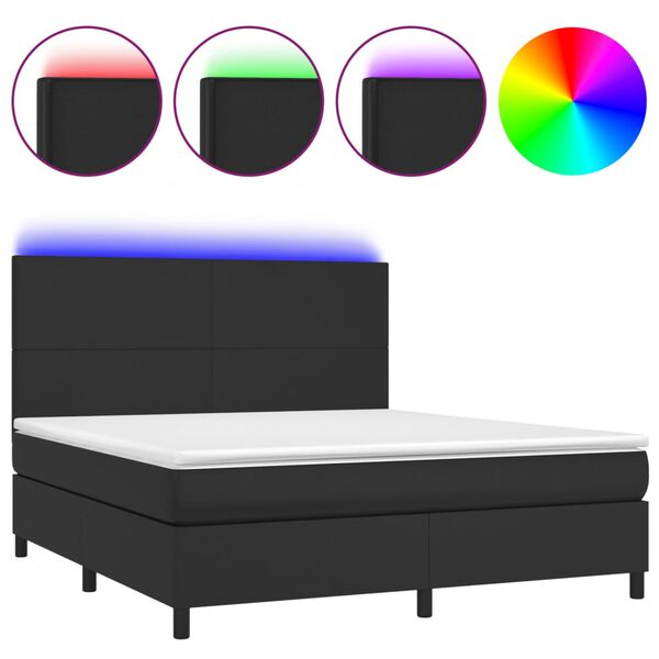 vidaXL Sommier &agrave; lattes de lit avec matelas et LED Noir 180x200 cm