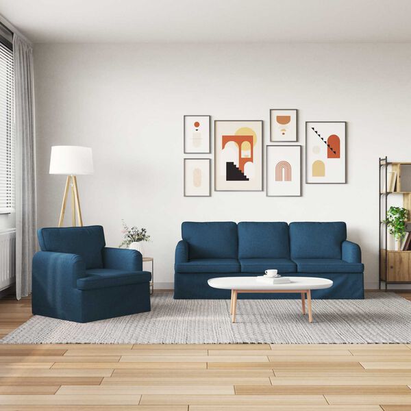 vidaXL Canap&eacute; 180cm 2 pcs Bleu M&eacute;tал