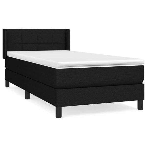 vidaXL Sommier &agrave; lattes de lit et matelas Noir 80x200 cm Tissu