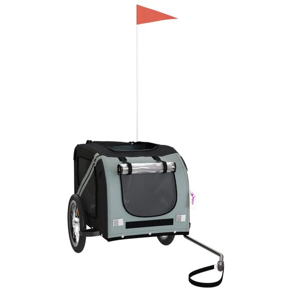 vidaXL Remorque de vélo pour animaux de compagnie noir et gris