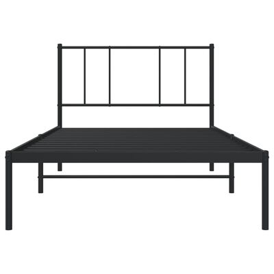 vidaXL Cadre de lit métal sans matelas avec tête de lit noir 90x190 cm