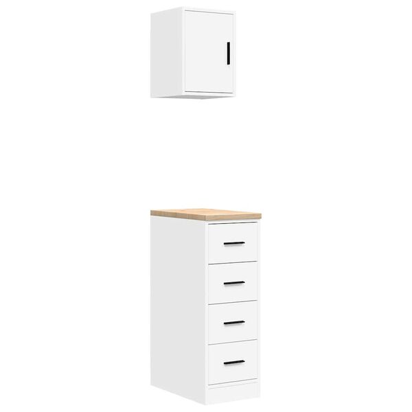vidaXL Armoires de garage 2 pcs blanc bois d'ing&eacute;nierie