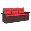vidaXL Ensemble de Canap&eacute;s 3 pcs Marron et rouge polyrotin