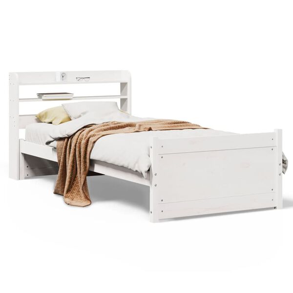vidaXL Cadre de lit avec tête de lit sans matelas blanc 75x190 cm