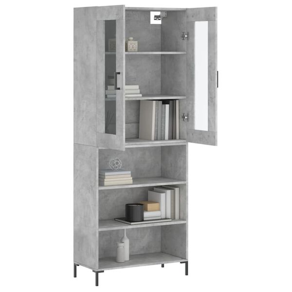 vidaXL Buffet haut Gris b&eacute;ton 69,5x34x180 cm Bois d'ing&eacute;nierie