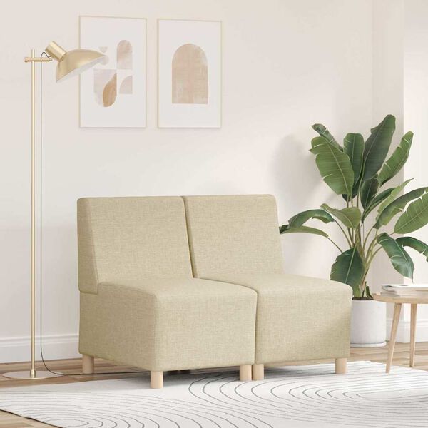 vidaXL Unit&eacute; de Sofa Modulaire Sans Accoudoirs 2 pcs Cr&egrave;me