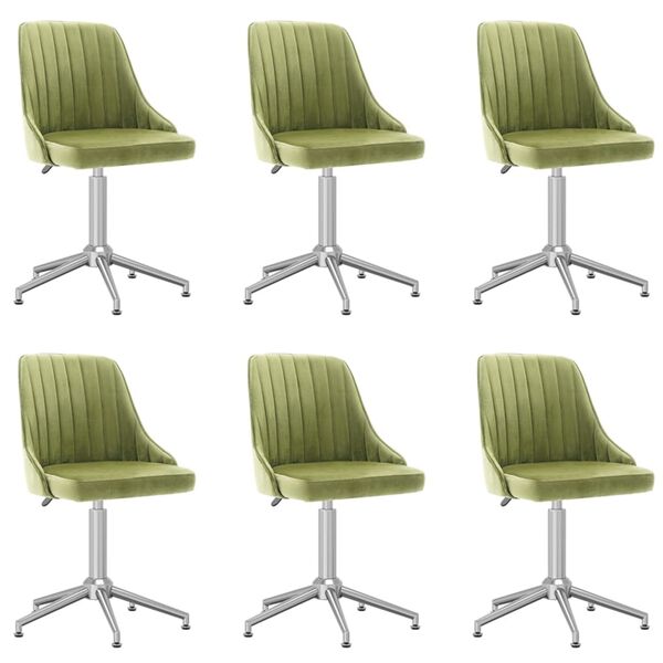vidaXL Chaises pivotantes &agrave; manger lot de 6 vert clair velours