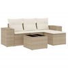 vidaXL Salon de jardin avec coussins 5 pcs beige r&eacute;sine tress&eacute;e