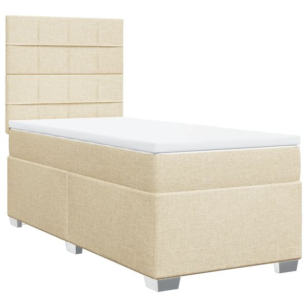 vidaXL Sommier &agrave; lattes de lit et matelas Cr&egrave;me 90x190 cm Tissu