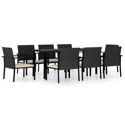 vidaXL Ensemble à manger de jardin 9 pcs Résine tressée Noir