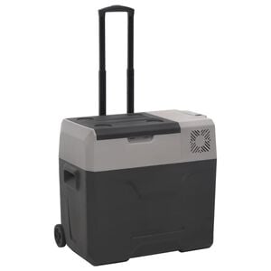 vidaXL Glaci&egrave;re avec roue et poign&eacute;e noir et gris 30 L polypropyl&egrave;ne