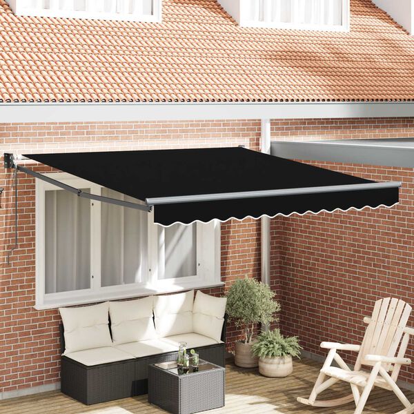 vidaXL Auvent Rétractable Noir 350 x 250 cm tissu