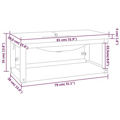 vidaXL Cadre de lavabo de salle de bain vasque à encastrer Noir Fer