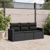vidaXL Salon de jardin 3 pcs avec coussins noir r&eacute;sine tress&eacute;e