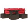 vidaXL Ensemble de canap&eacute; de jardin 5 pc Marron polyrotin