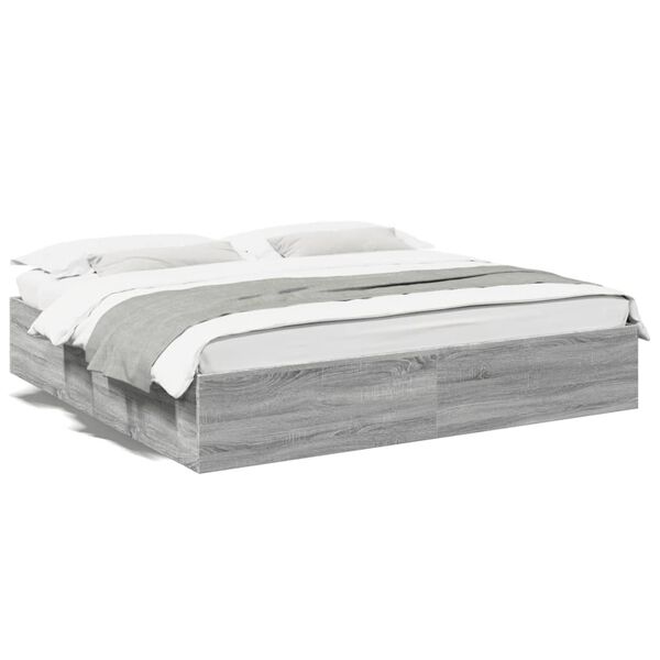 vidaXL Cadre de lit sans matelas sonoma gris 200x200 cm