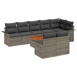 vidaXL Ensemble de canap&eacute; de jardin avec coussin 9 pcs Gris polyrotin