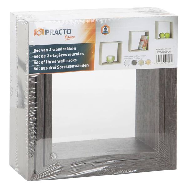 Practo Home Supports muraux 3 pcs bois anthracite