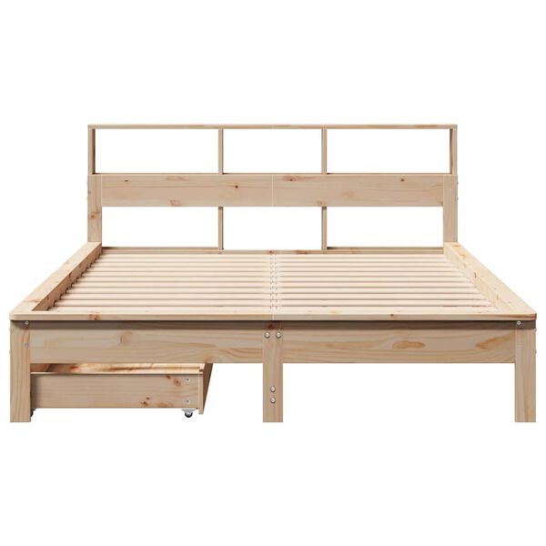 vidaXL Lit biblioth&egrave;que sans matelas 140x190 cm bois de pin massif