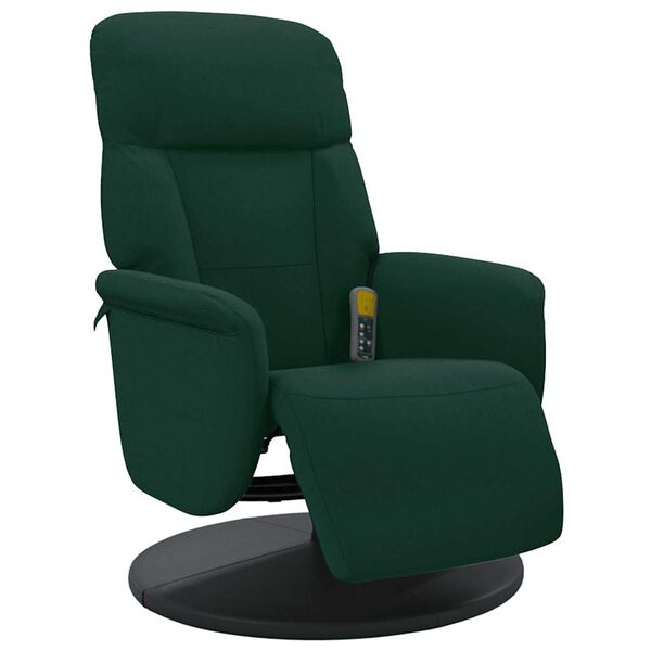 vidaXL Fauteuil inclinable de massage repose-pied vert fonc&eacute; velours