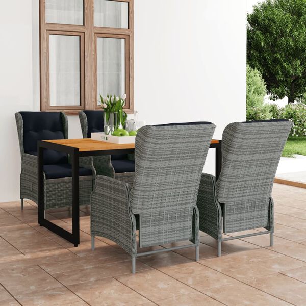 vidaXL Ensemble &agrave; manger de jardin 5 pcs gris clair