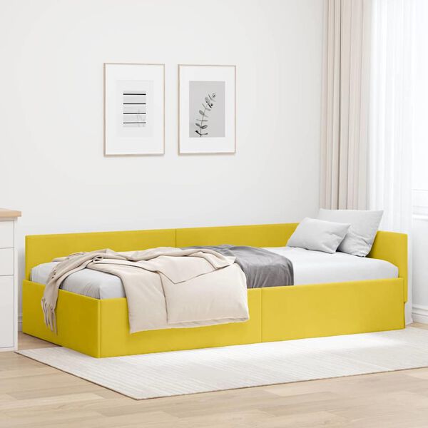 vidaXL Cadre de lit d'angle Jaune 80 cm x 200 cm VeloursetContreplaqu&eacute;
