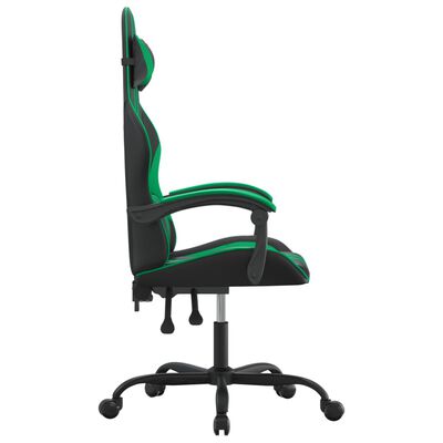 vidaXL Chaise de jeu pivotante Noir et vert Similicuir